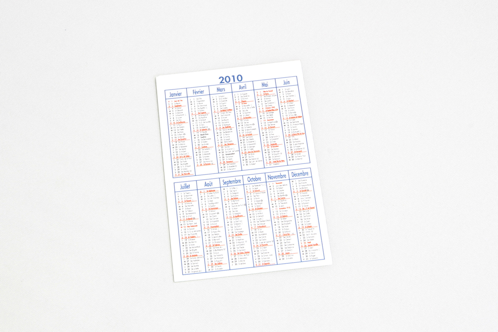Impression calendrier de poche 85x54, format de poche 85x54