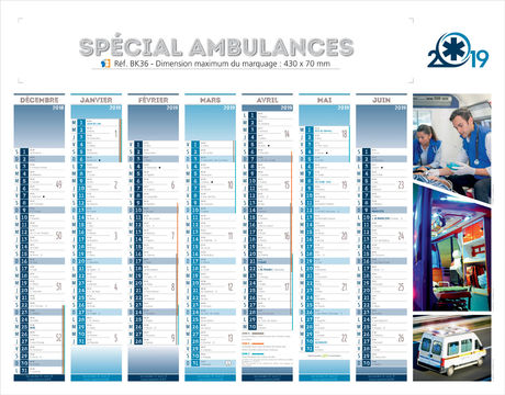 calendrier publicitaire ambulancier, Ambulances Contrecollage