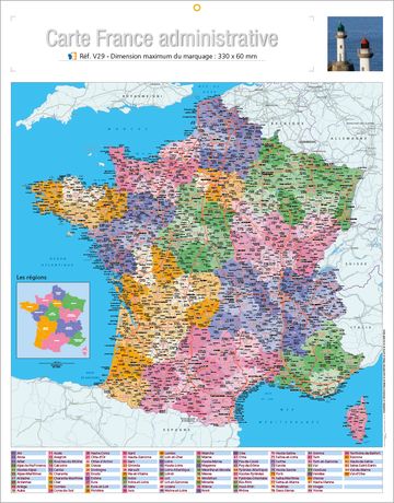 Calendrier publicitaire départements, Map France Admin Contrecollage